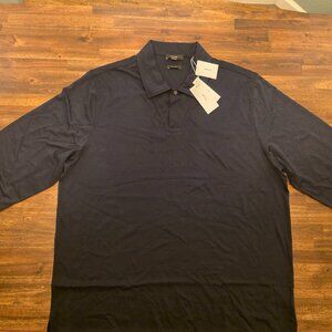 Vince Long Sleeve Pima Cotton Polo Coastal Blue XXL MSRP $225